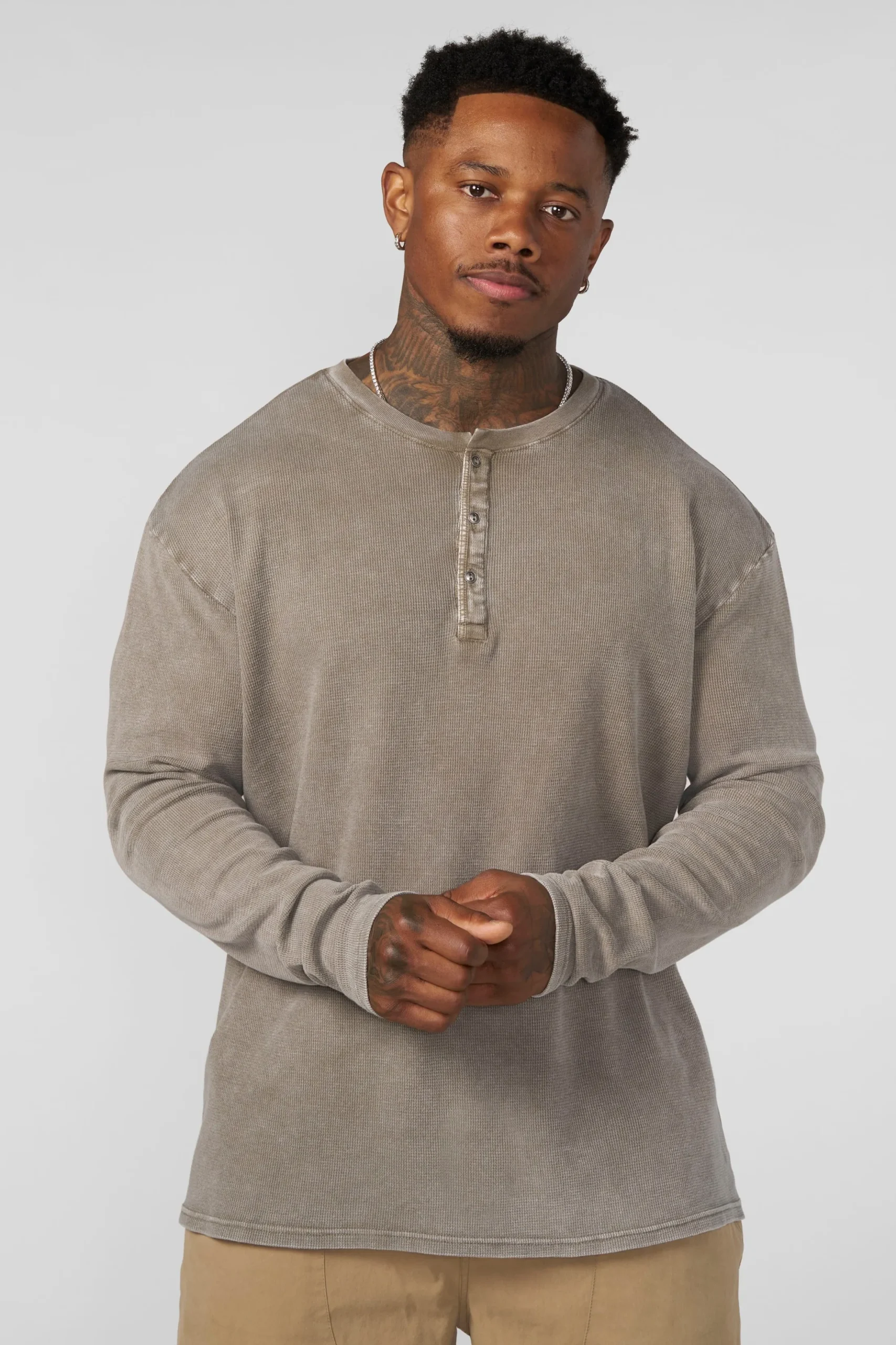 8034 - Henley Thermal Longsleeves