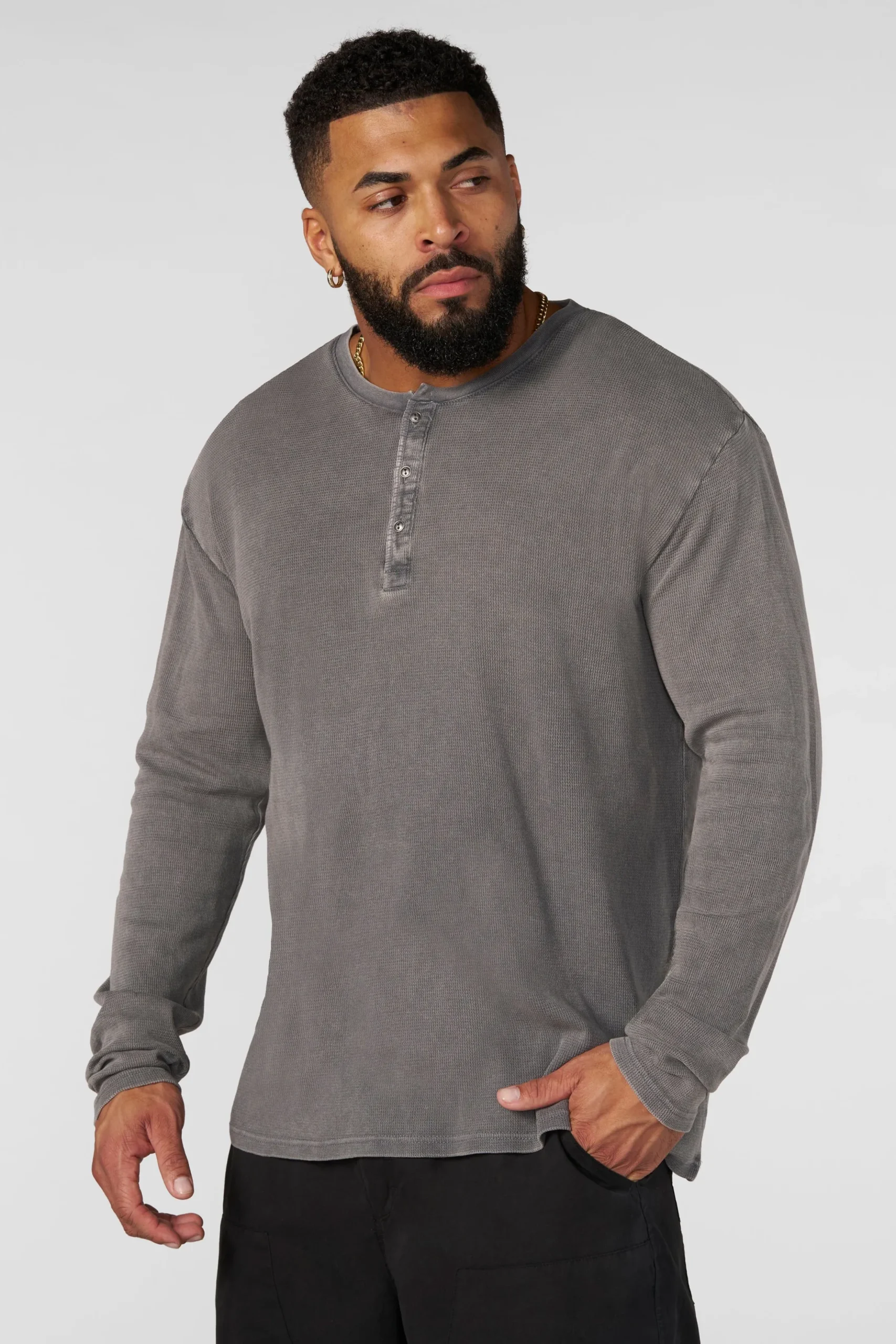 8034 - Henley Thermal Longsleeves