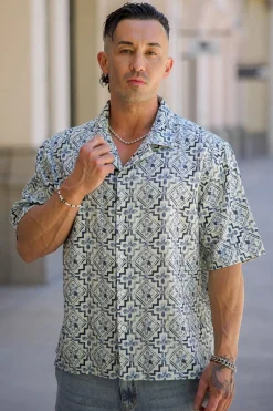4093 - Mosaic Linen Button-Ups