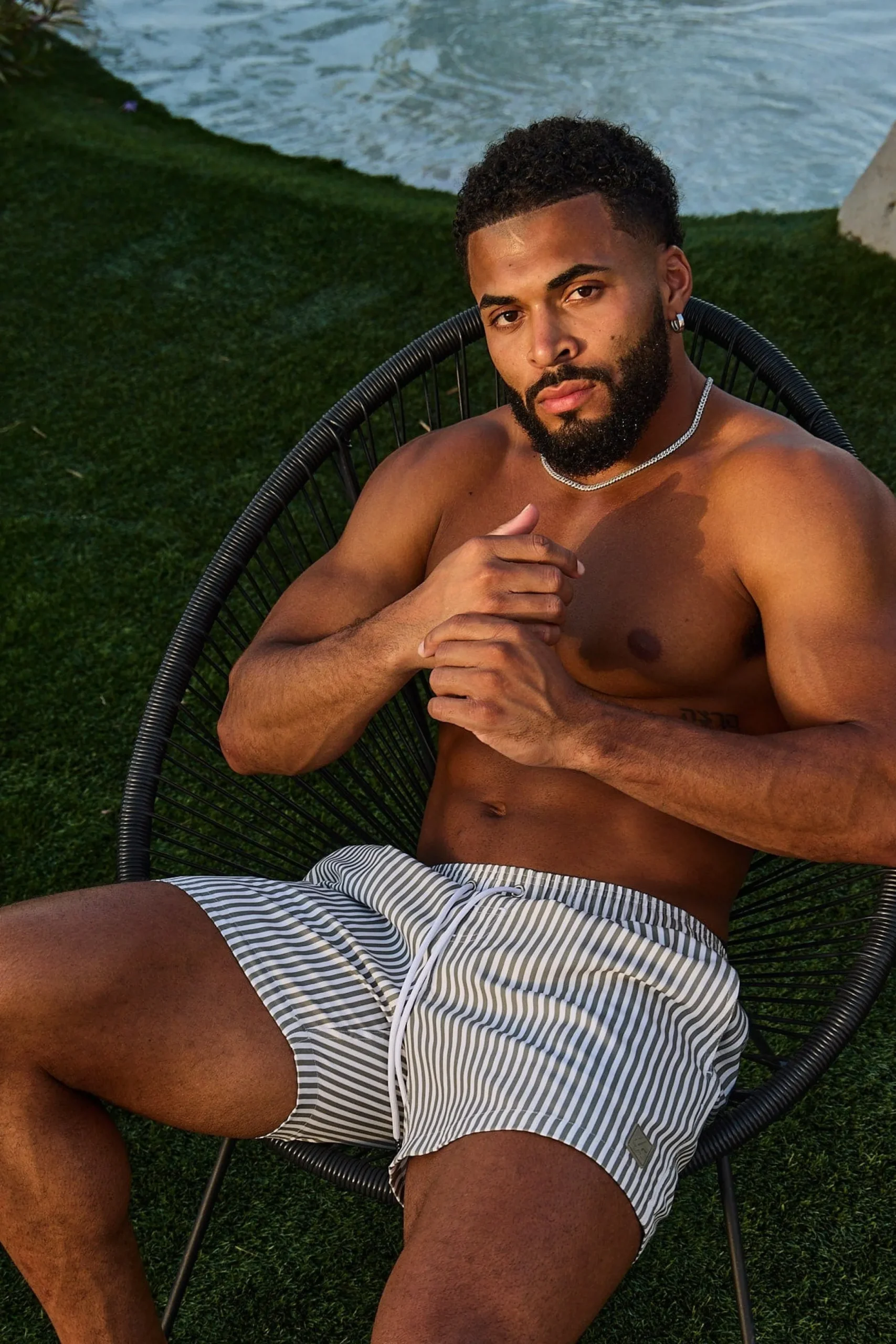 1056 - Striped Swim Shorts