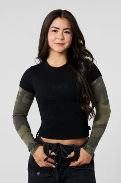 W4293 - Camo Twofer Baby Tee
