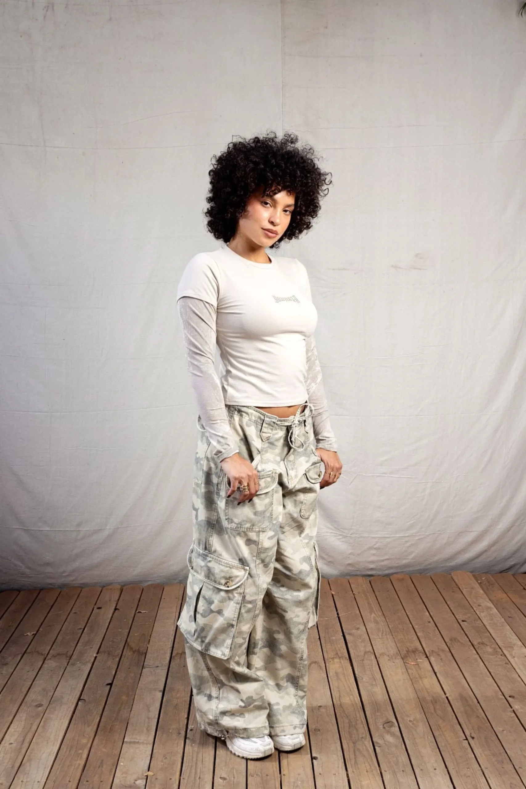 W4293 - Camo Twofer Baby Tee