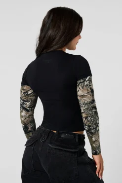 W4293 - Camo Twofer Baby Tee