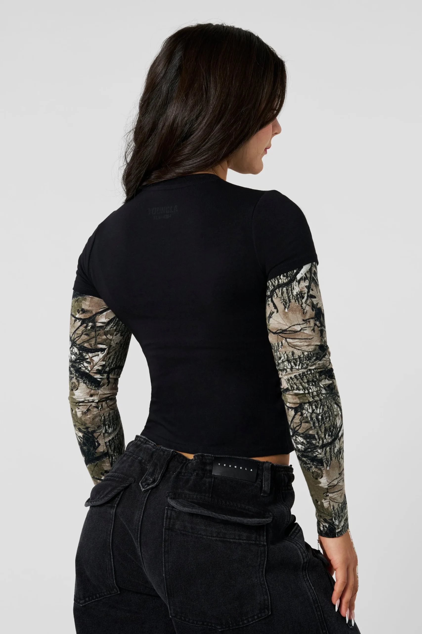 W4293 - Camo Twofer Baby Tee