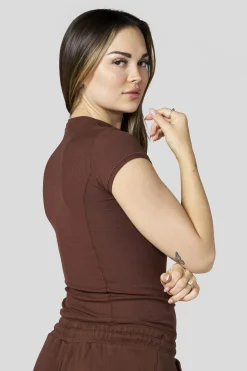 W4270 Ribbed Mock Neck Tee