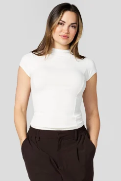 W4270 Ribbed Mock Neck Tee